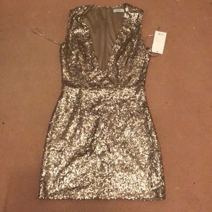 Tobi deep V neck mini sequin dress